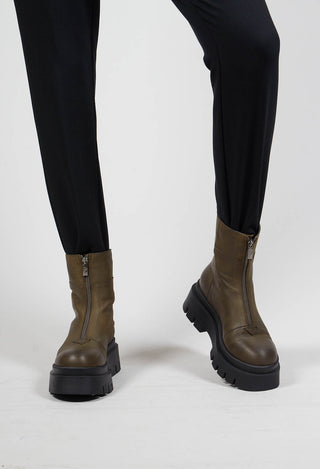 Boots With Front Zip in Gasoline Carciofo