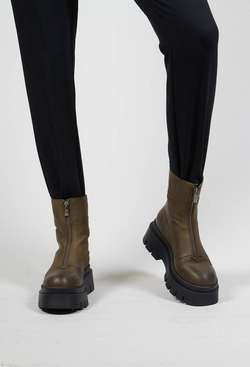 Boots With Front Zip in Gasoline Carciofo