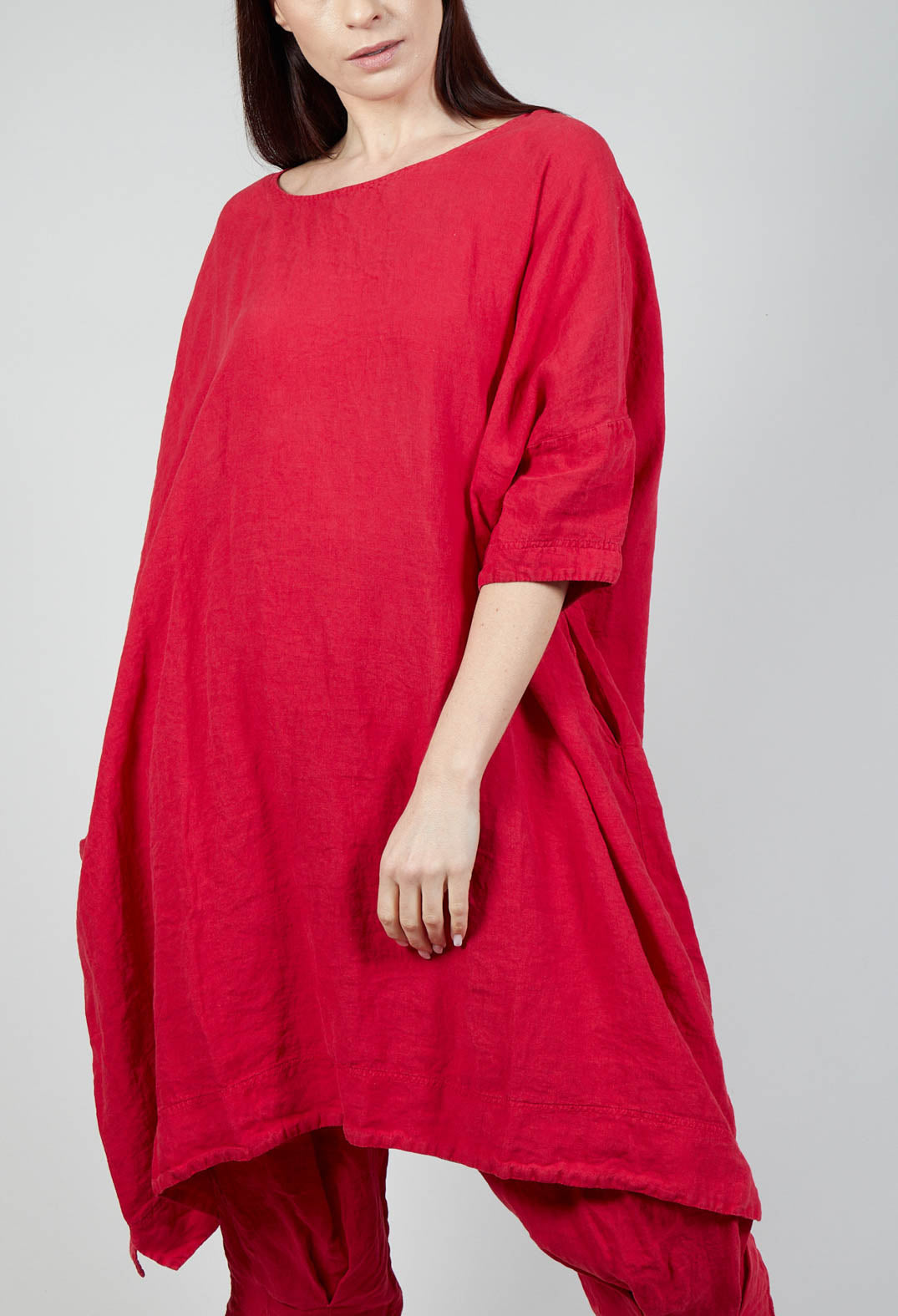 Boxy Fit Linen Dress in Chili