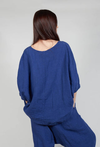 Boxy Fit Linen Top in Azur