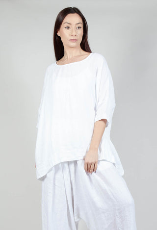 Boxy Fit Linen Top in White