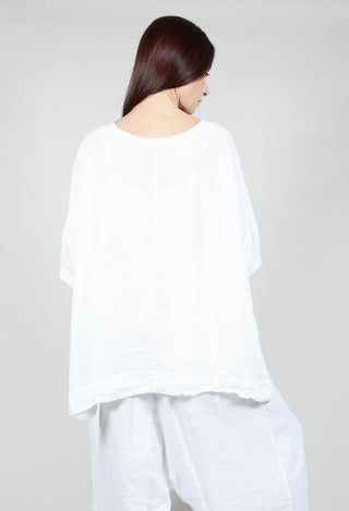 Boxy Fit Linen Top in White