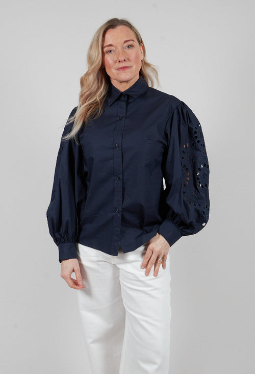 Broderie Anglaise Shirt in Polar Night