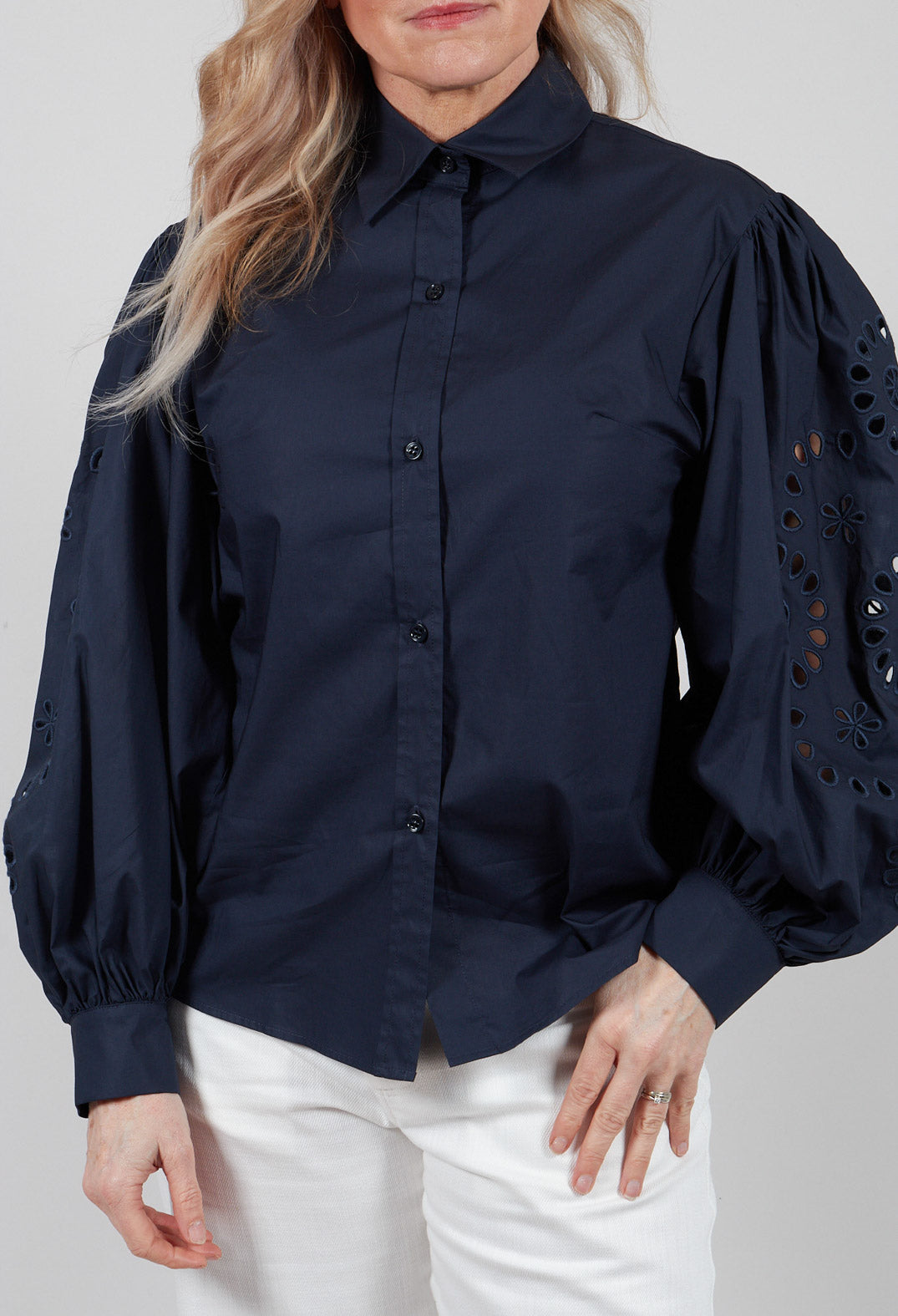 Broderie Anglaise Shirt in Polar Night