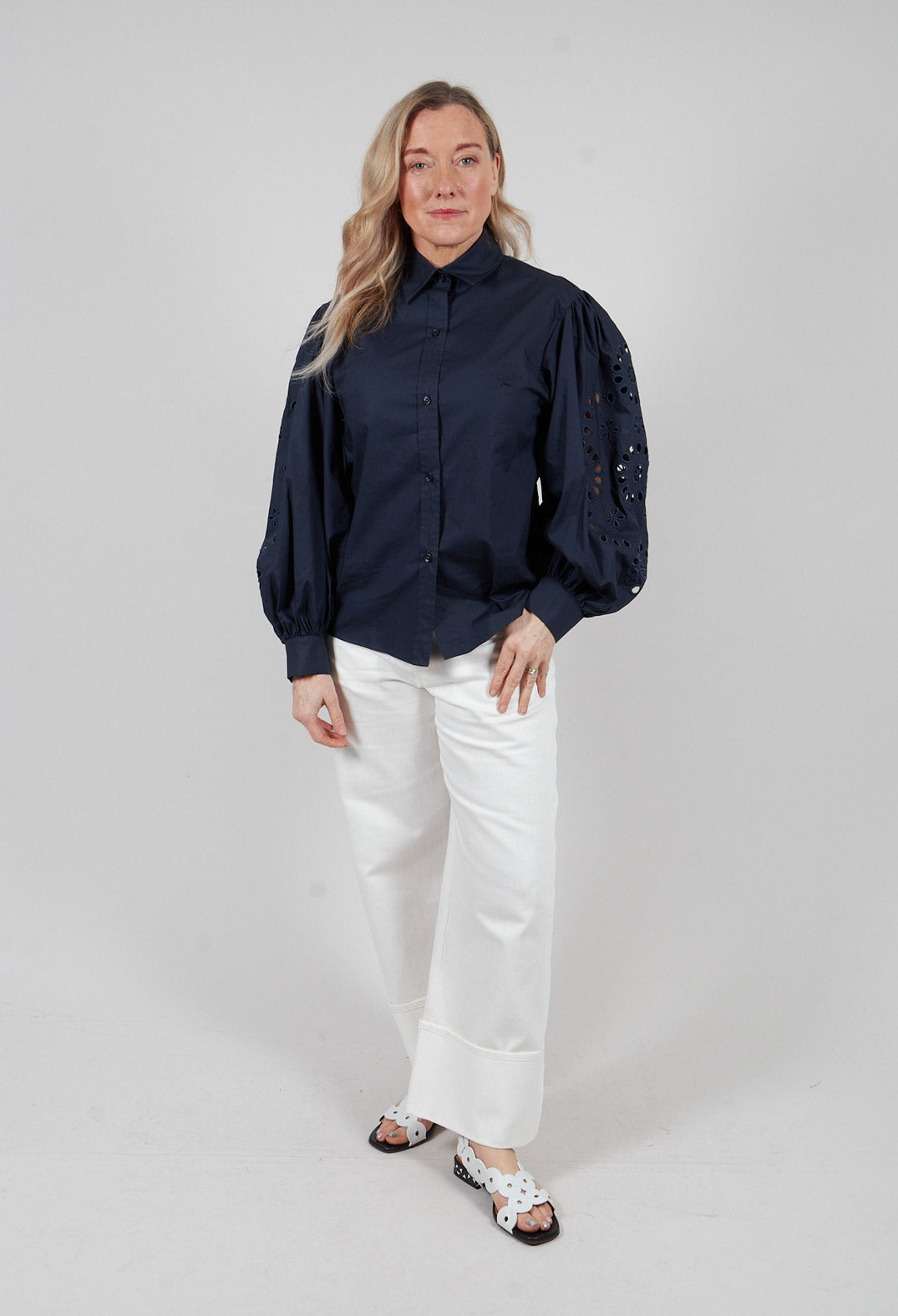 Broderie Anglaise Shirt in Polar Night