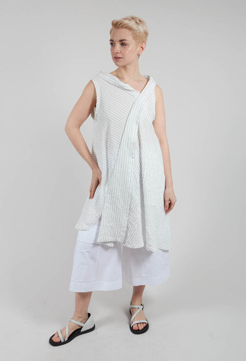 Brom Tunic in White with Black Stripes