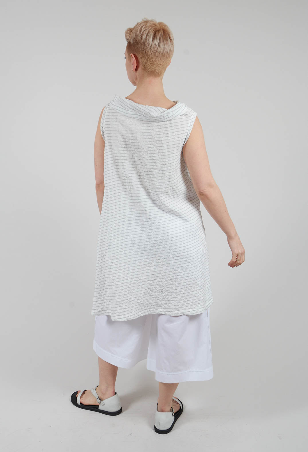 Brom Tunic in White with Black Stripes