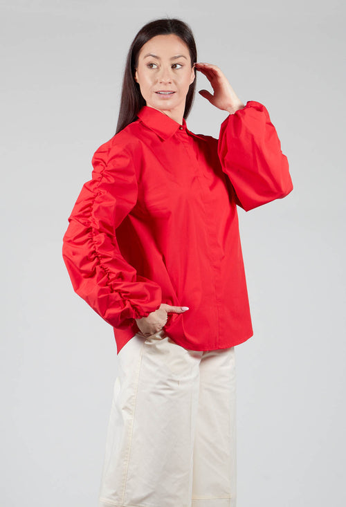 Bubble Sleeve Shirt in Red