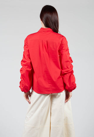 Bubble Sleeve Shirt in Red