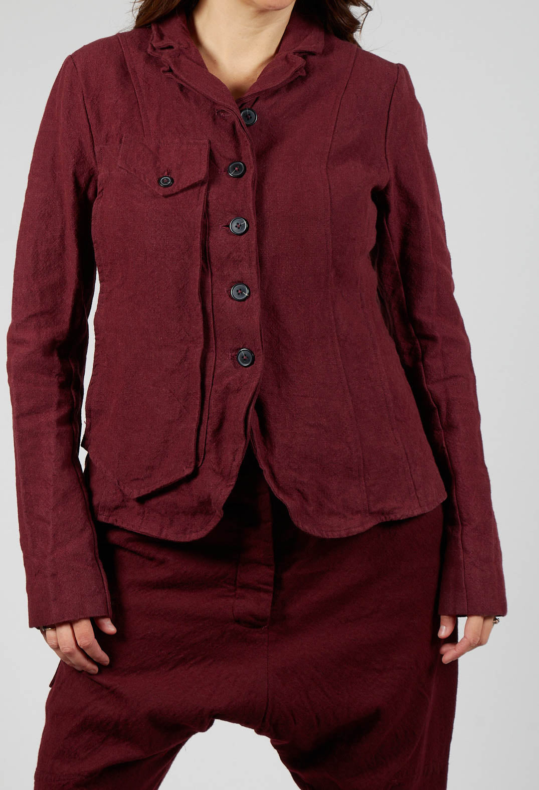 Button Jacket in Merlot Mel