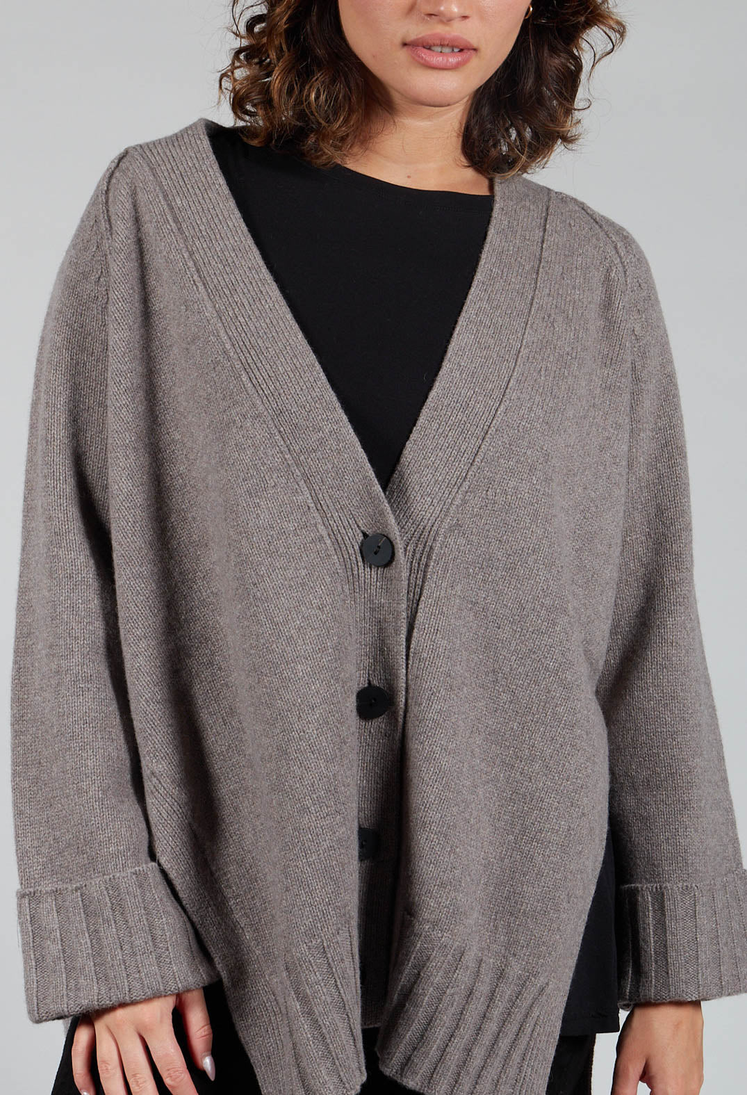 Button Through Cardigan in Taupe