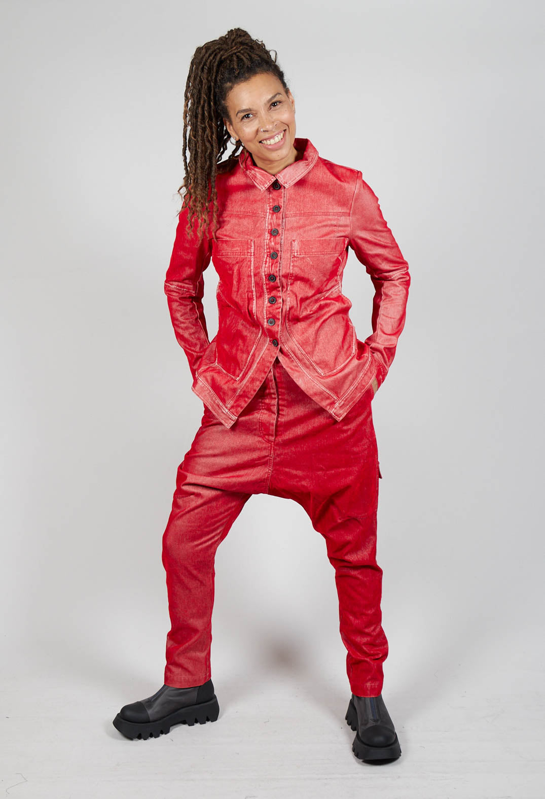 Button Through Jacket in Cardinal Flock