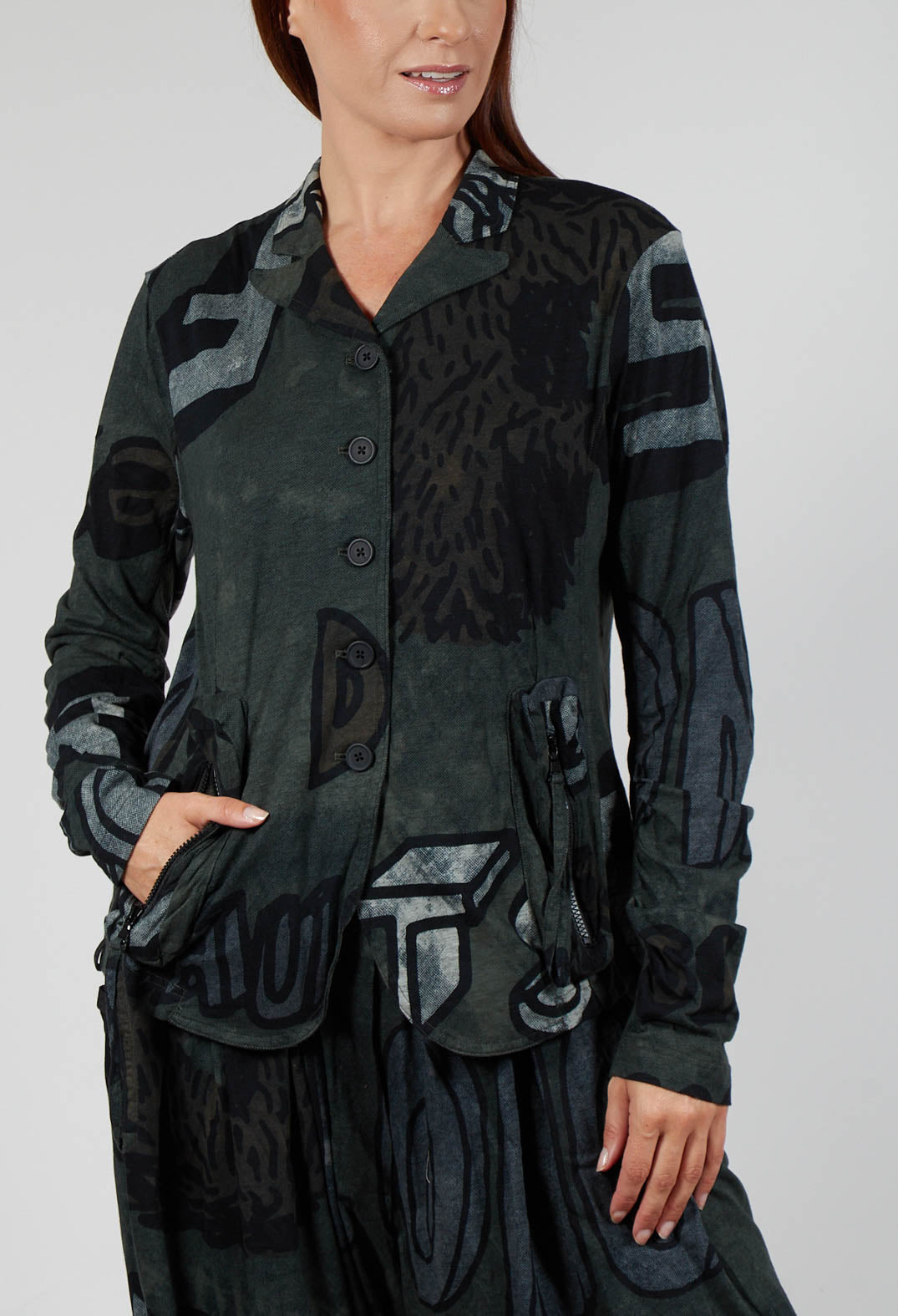 Button Through Jersey Jacket in Camp Print