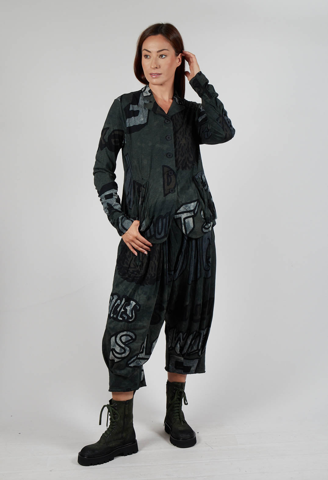 Button Through Jersey Jacket in Camp Print