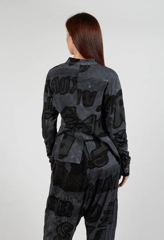 Button Through Jersey Jacket in Rock Print
