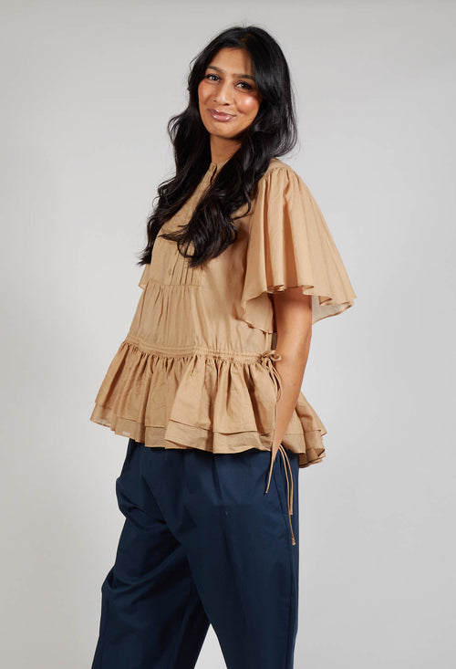 Button Up Blouse in Camel