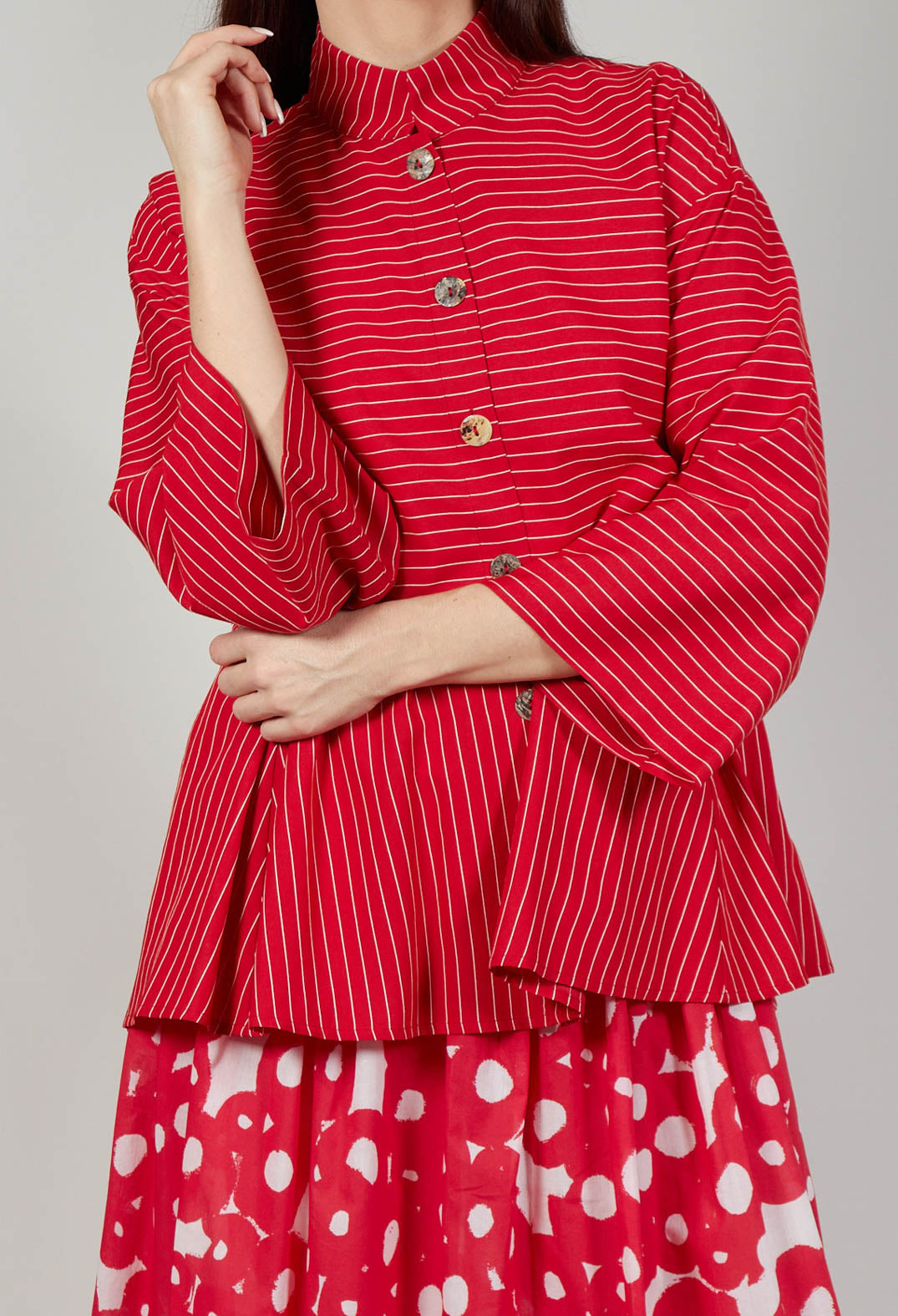 Button Up Blouse in Rosso