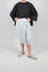 Taffeta Skirt with Ruffle Front in Grey Pinstripe