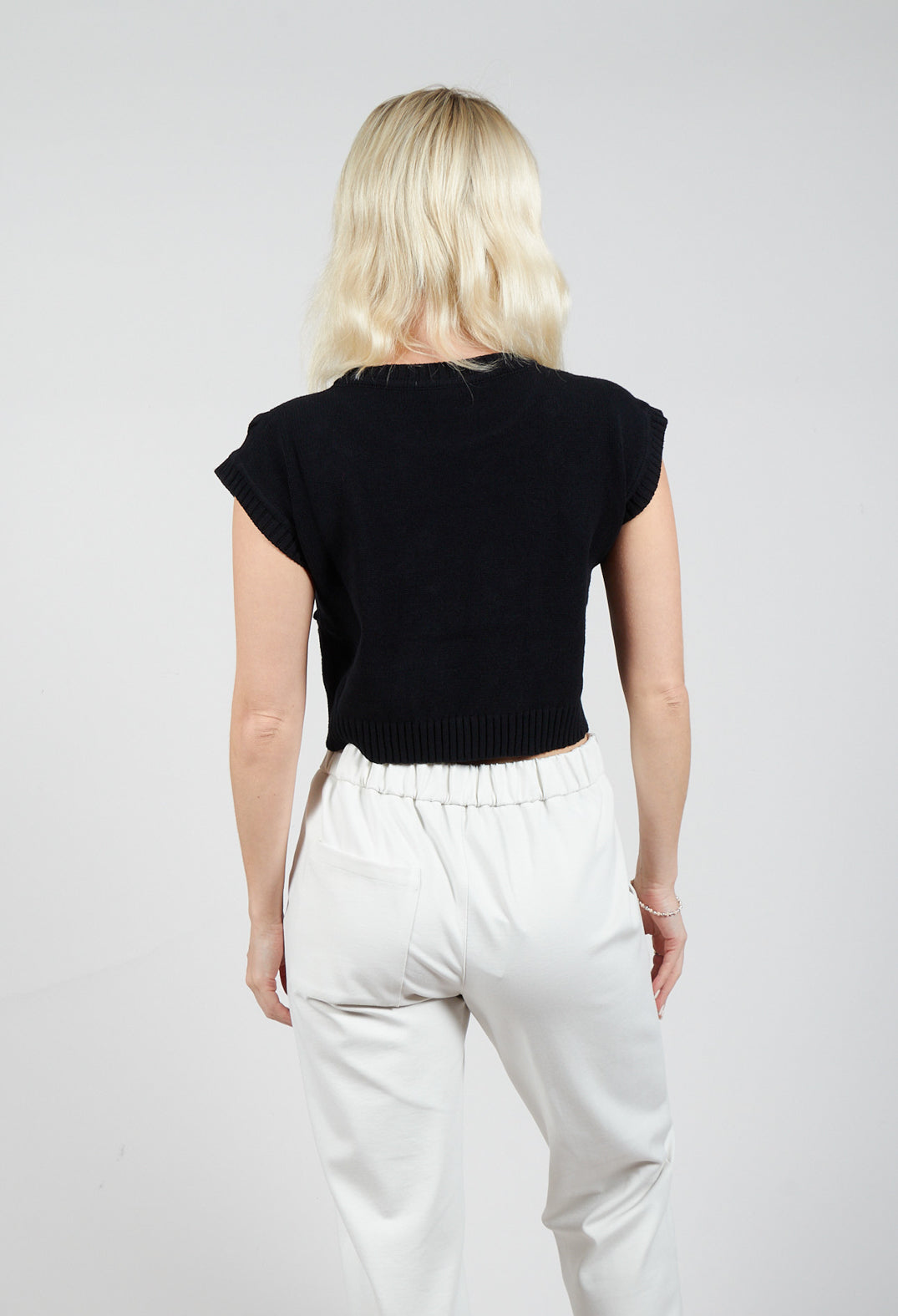 Cable Knit Sweater Vest in Black