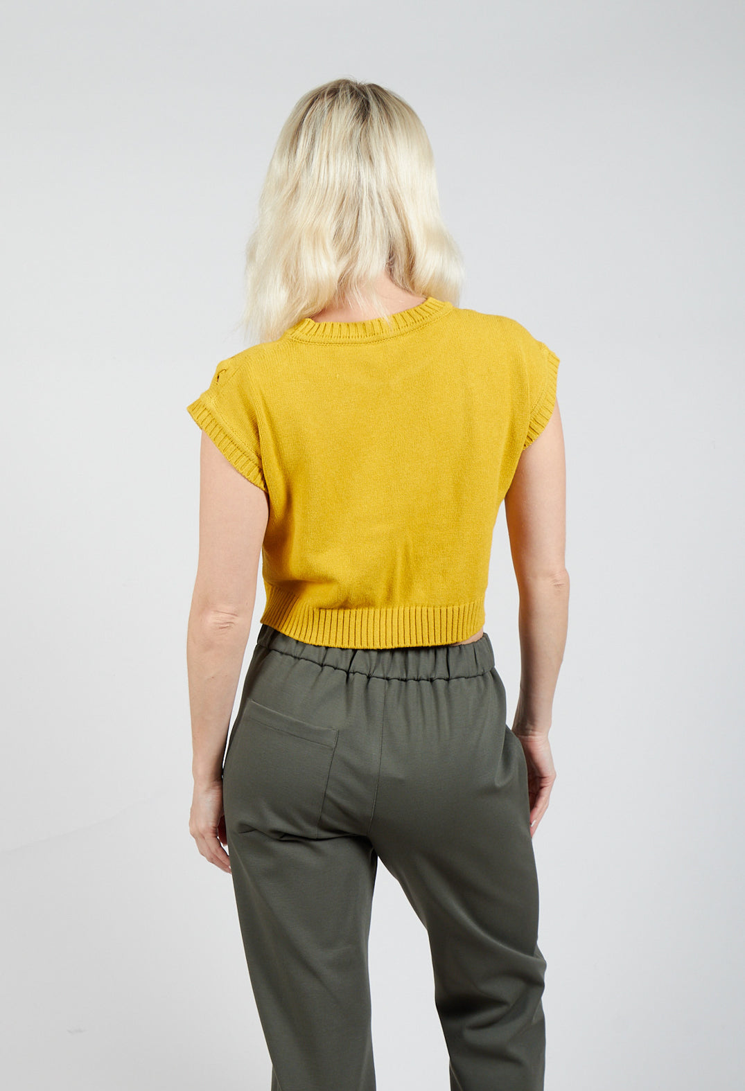 Cable Knit Sweater Vest in Yellow