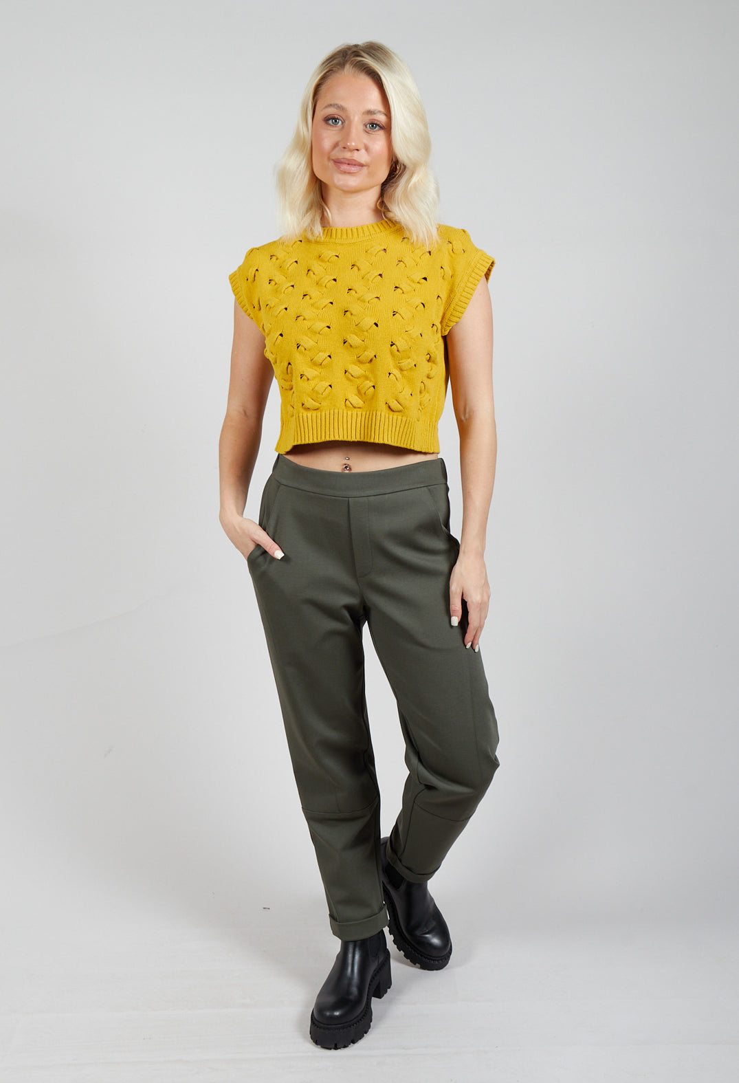Cable Knit Sweater Vest in Yellow