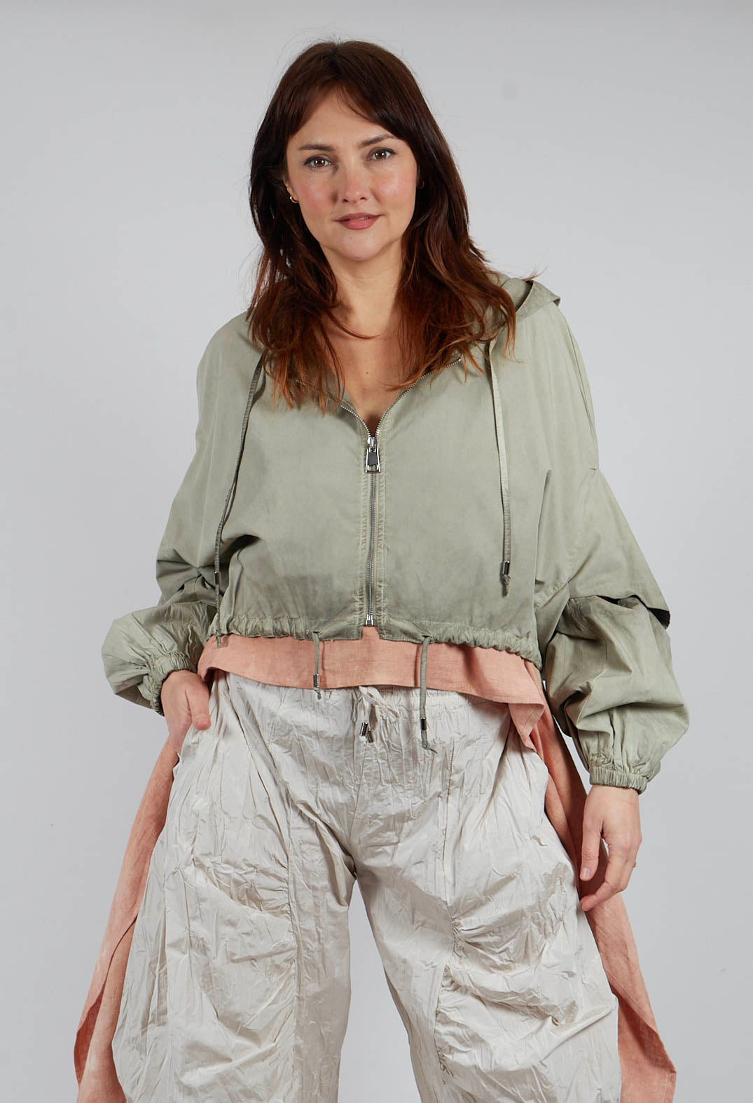 Canvas Double Dyed Bomber Jacket in Green