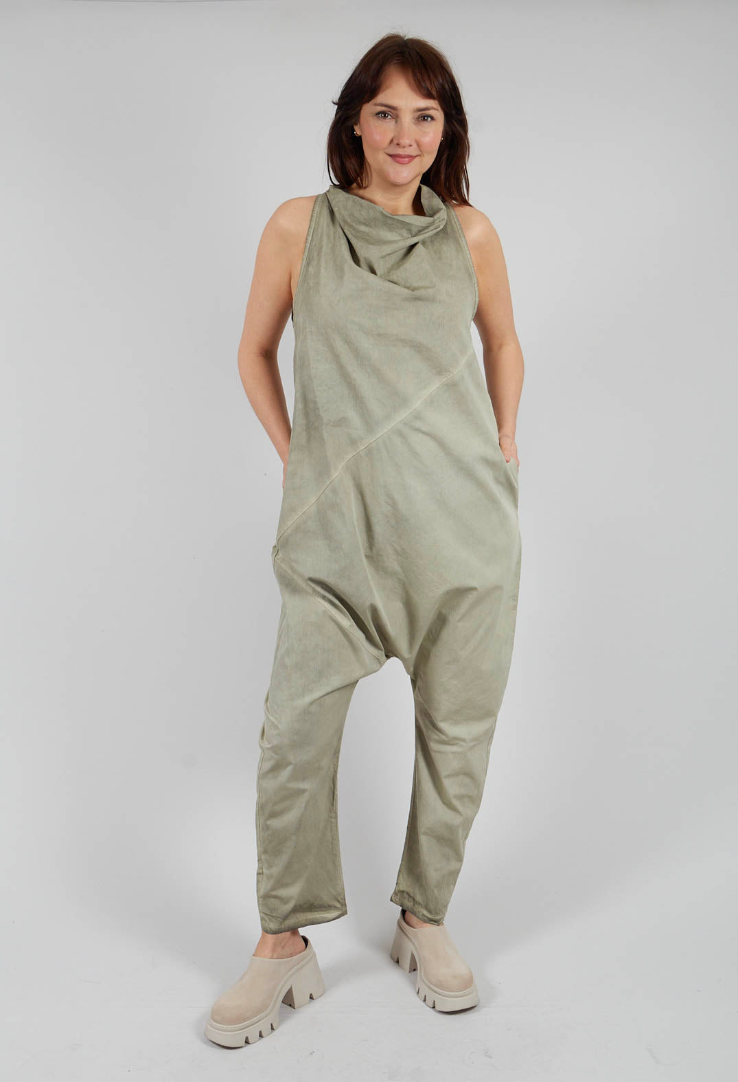 Canvas Dyed Jumpsuit in Green