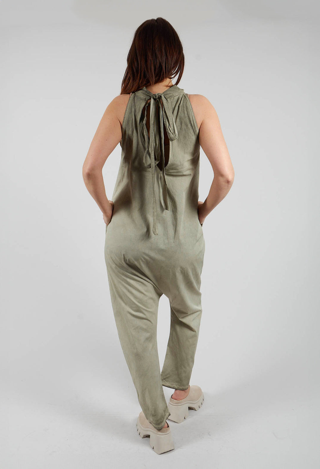 Canvas Dyed Jumpsuit in Green