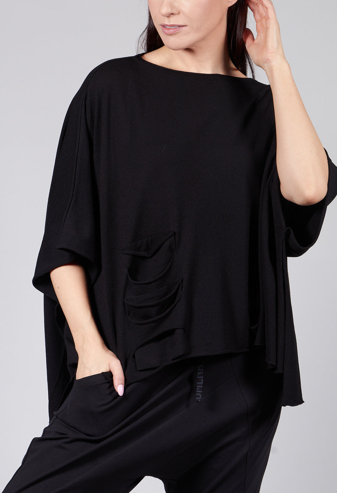 Cape Style Jumper in Black