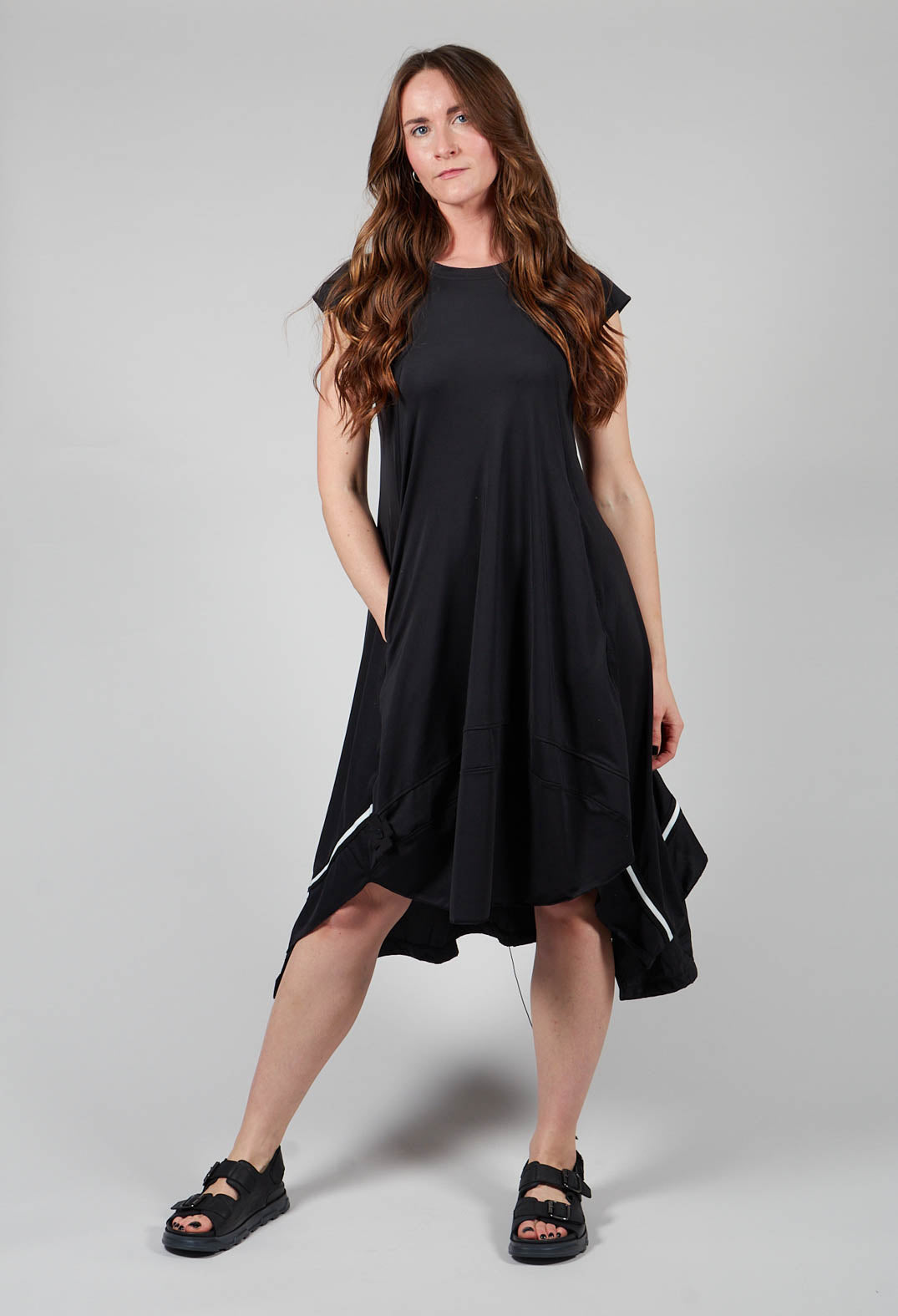 Capped Sleeve Dress in Black