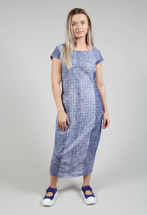 Capped Sleeve Slim Fit Dress in Azur Print