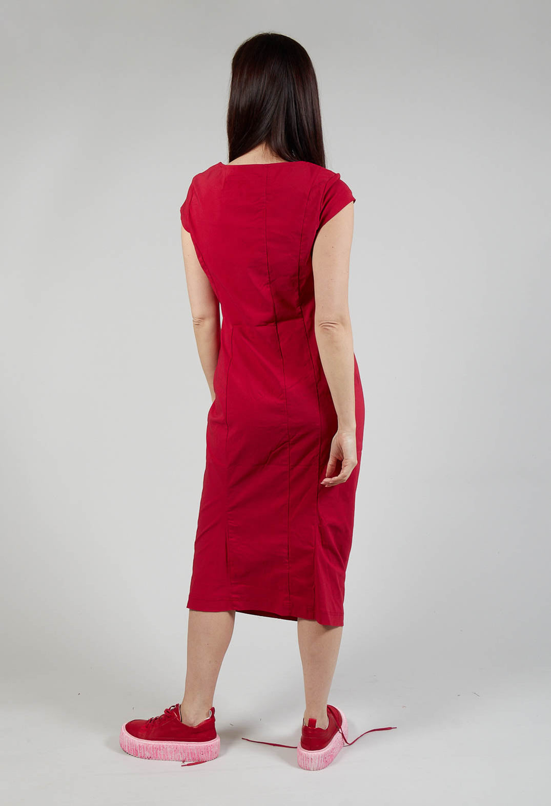 Capped Sleeve Slim Fit Dress in Chili