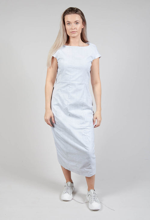 Capped Sleeve Slim Fit Dress in Grey Print