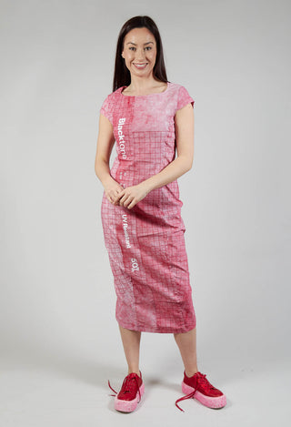 Capped Sleeve Slim Fit Dress in Placed Chili Print