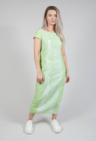 Capped Sleeve Slim Fit Dress in Placed Lime Print