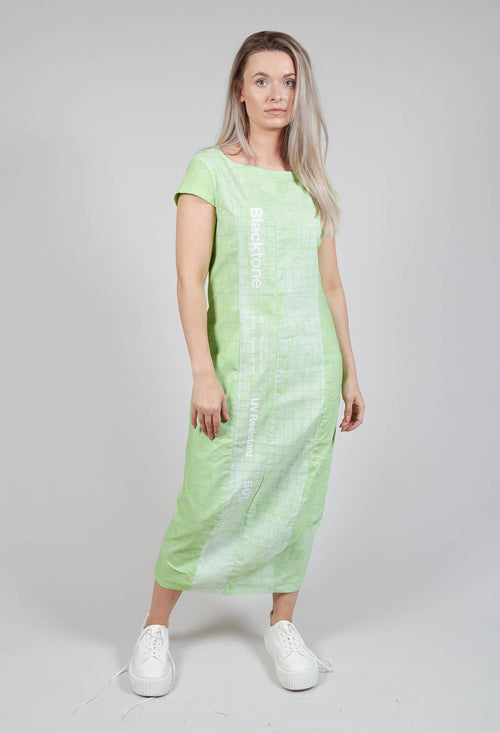 Capped Sleeve Slim Fit Dress in Placed Lime Print