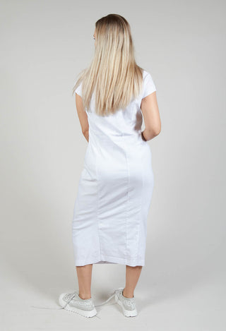 Capped Sleeve Slim Fit Dress in White