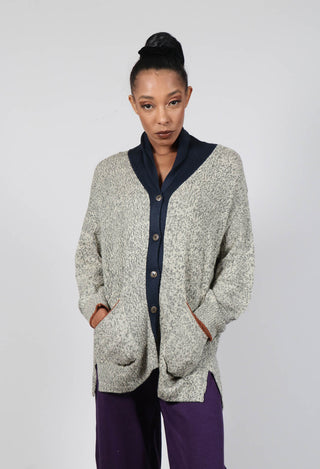 Cardigan Long Shawl in Natural and Graphite