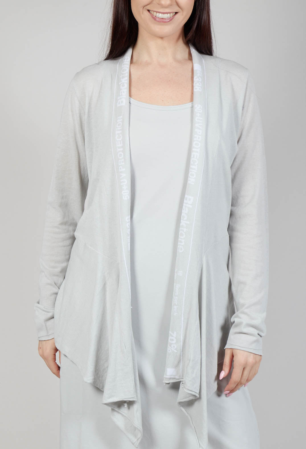 Cardigan with Lettering Detail in Grey Jacquard