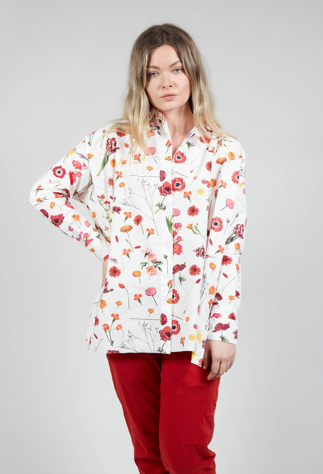 Carletta Shirt in Red Flower Print