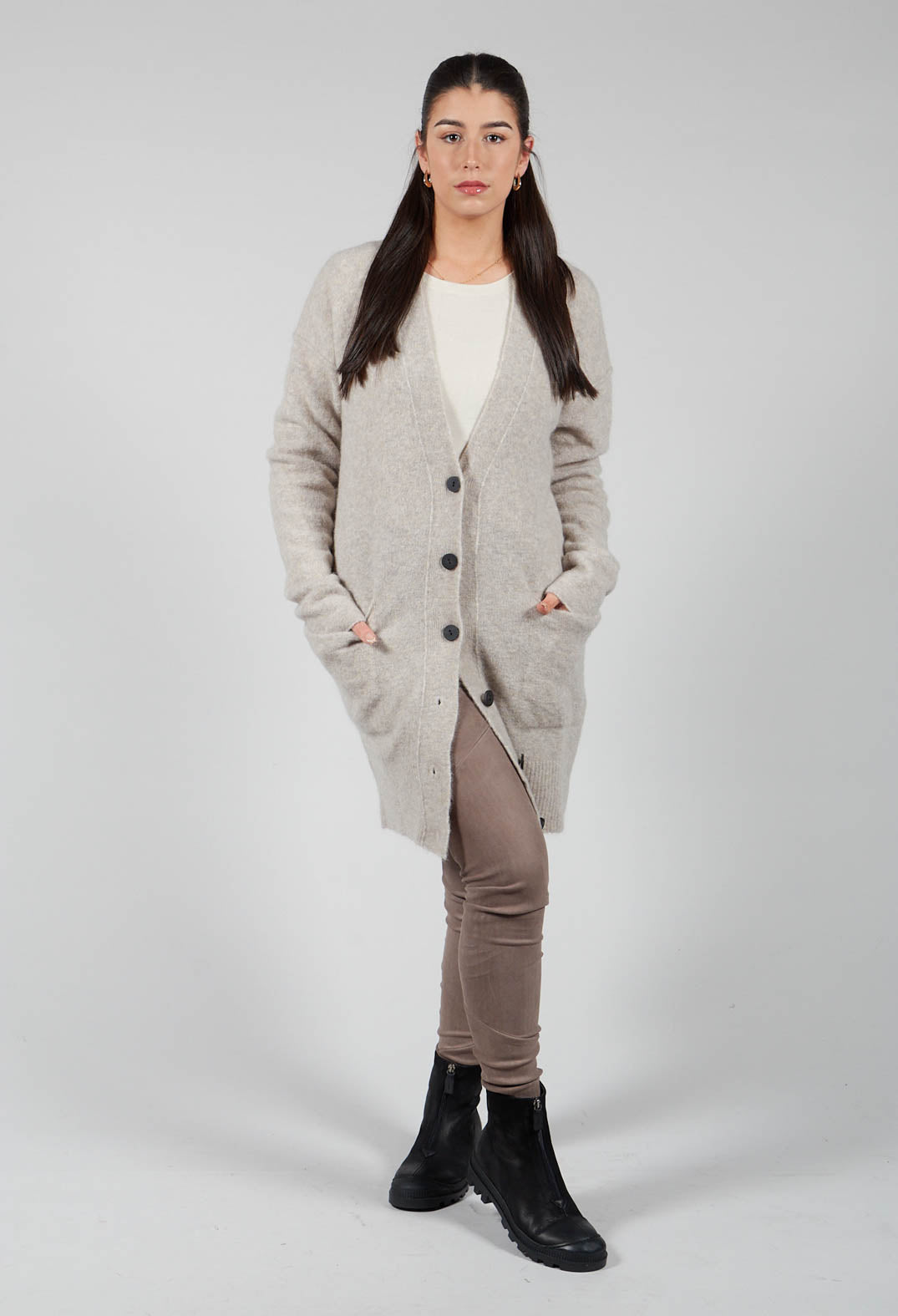 Isabel Benenato Slouch Cardigan in Plaster | Olivia May