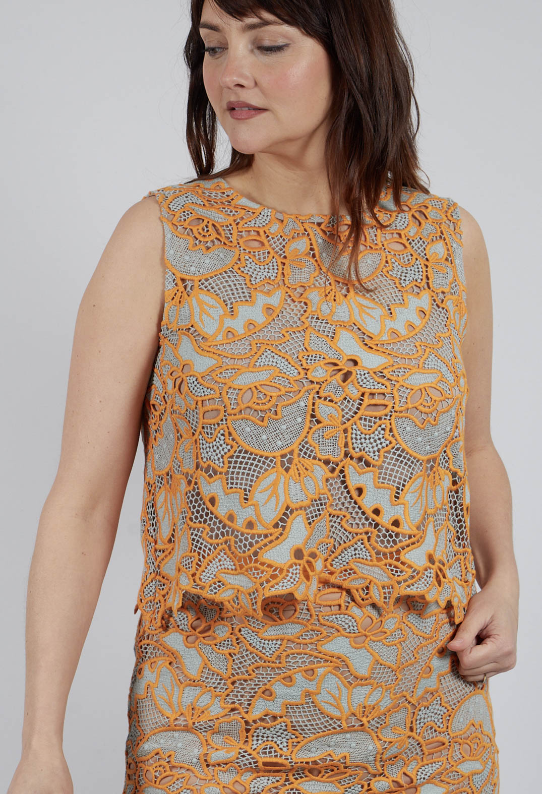 Celia Macrame Top in Clementine