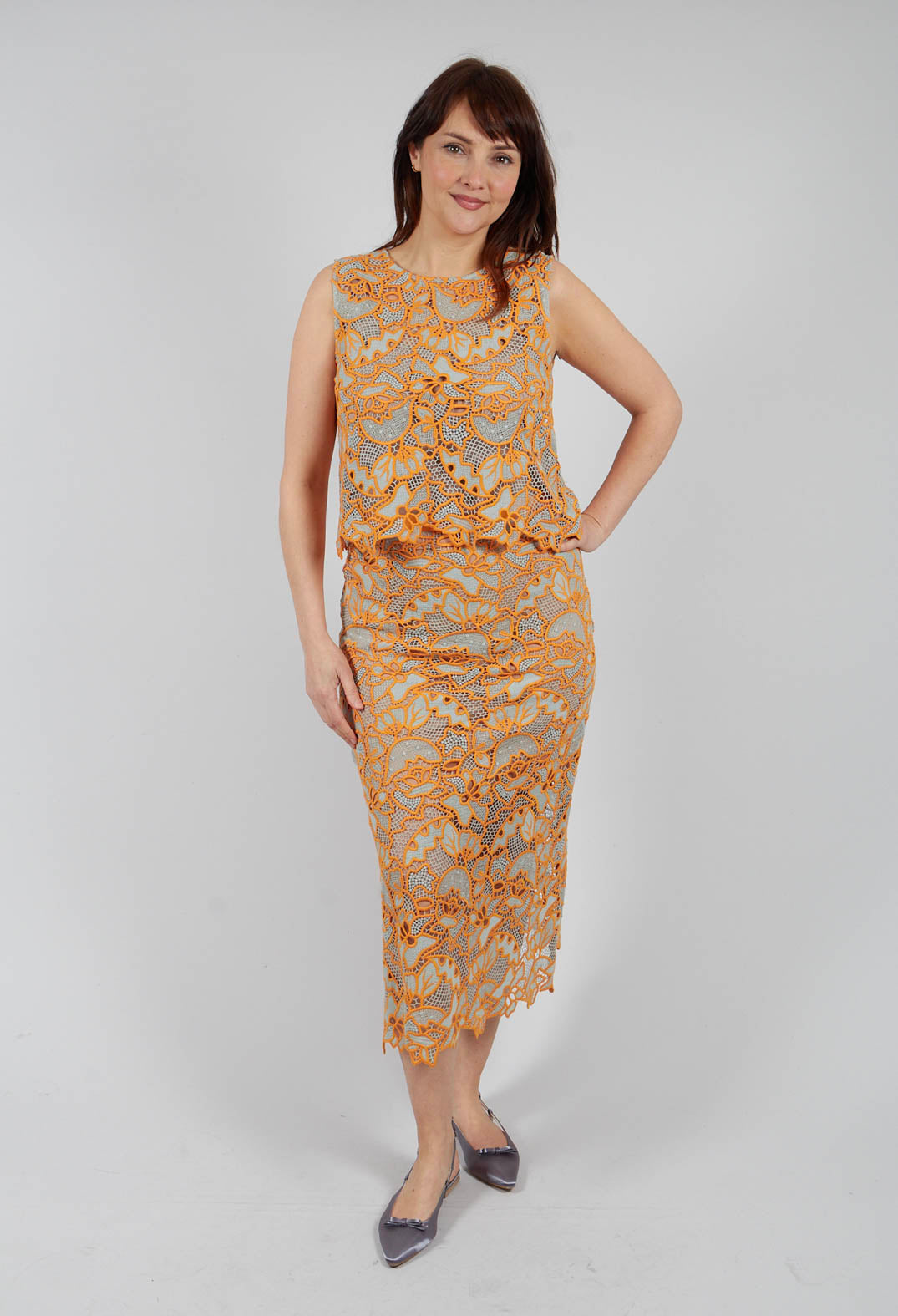 Celia Macrame Top in Clementine