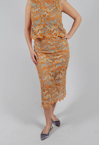 Celia Macrame Tube Skirt in Clementine