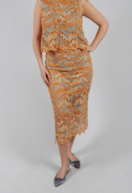 Celia Macrame Tube Skirt in Clementine