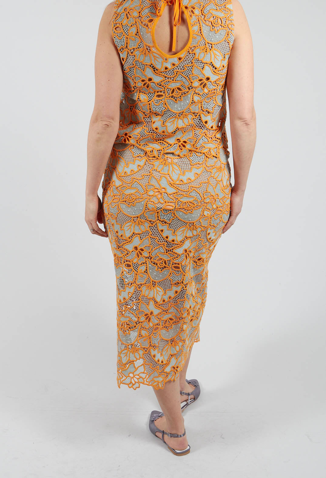 Celia Macrame Tube Skirt in Clementine
