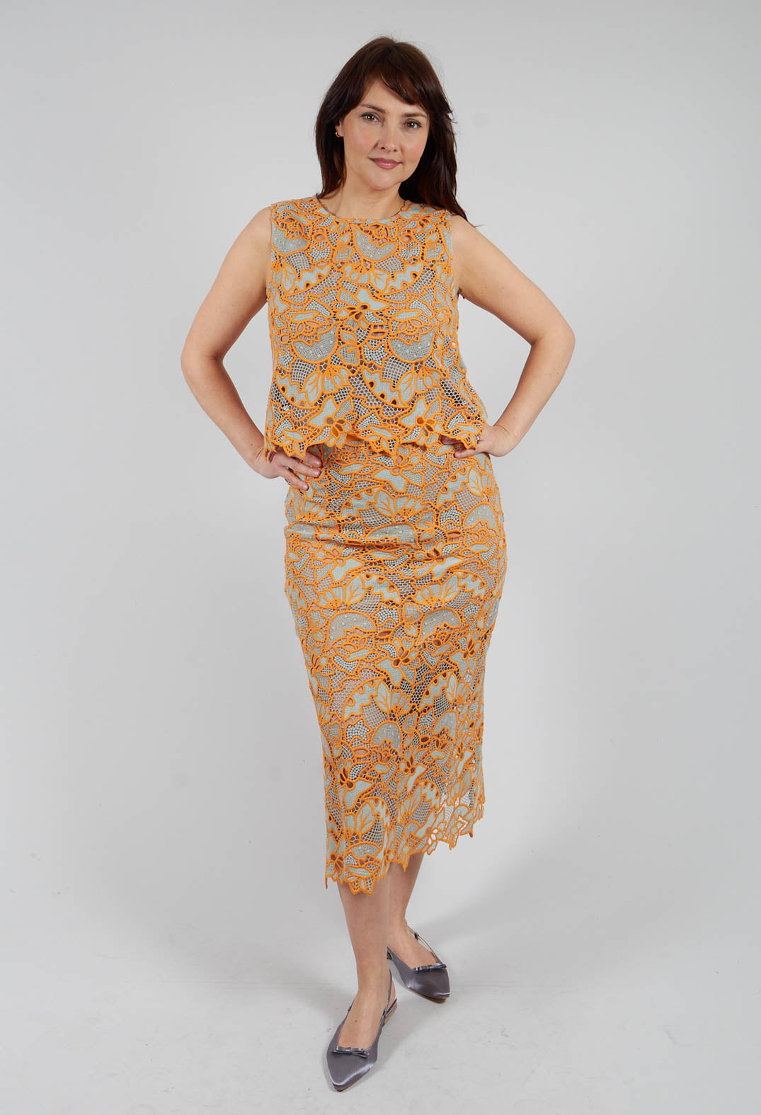 Celia Macrame Tube Skirt in Clementine