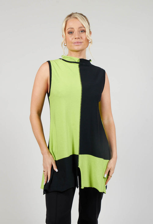 Centre Split Top in Black and Green