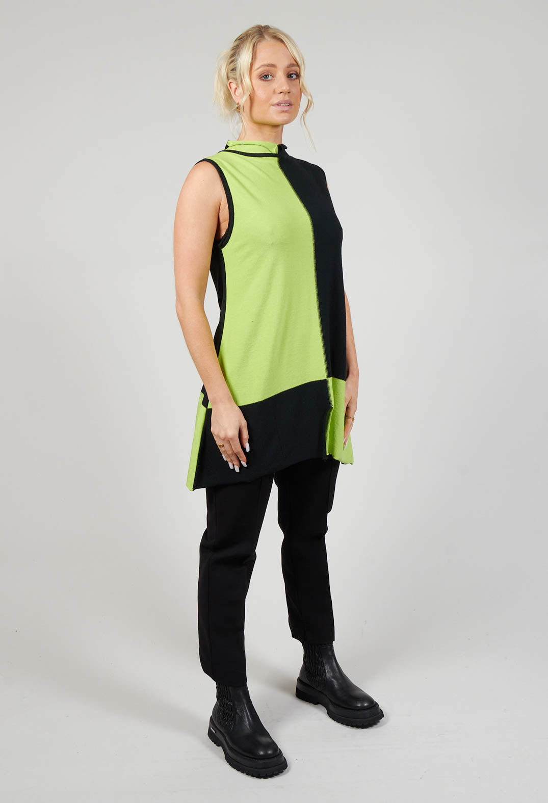 Centre Split Top in Black and Green