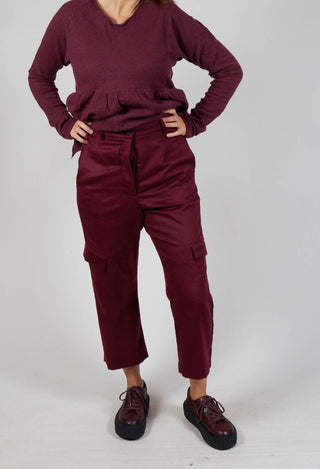 Check Print Trousers in Merlot